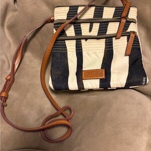 Dooney & Bourke Black and Tan Crossbody Bag with Leather Trim Zebra Print Used